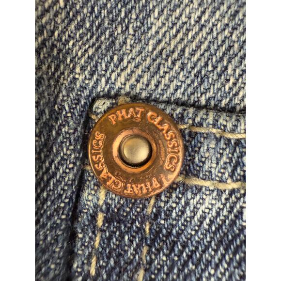 Phat Classics Phat Farm Wide Leg‎ Embroidered Y2K Vintage Denim Jeans Mens 38x34 - Picture 4 of 13